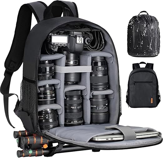 Odluzy Camera Bag Professional Camera Backpack with Rain Cover Waterproof Laptop Backpack Anti-Theft Camera Case Photography Backpack Case for Women Men Black, One Size Odluzy Camera Bag Professional Camera Backpack with Rain Cover Waterproof Laptop Backpack Anti-Theft Camera Case Photography Backpack Case for Women Men Black, One Size